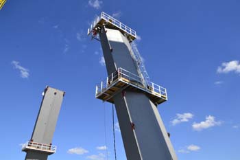 A1 Autobahn Rheinbrücke Leverkusen Köln-Merkenich Brückenpylon Montage 73