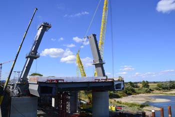 A1 Autobahn Rheinbrücke Leverkusen Köln-Merkenich Brückenpylon Montage 81