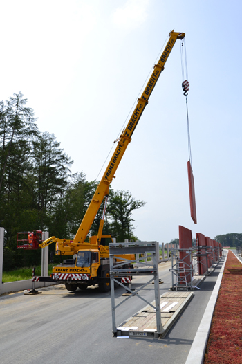 A33 Neue Bundesautobahn Lückenschluß Osnabrück Halle Bielefeld Lärmschutzwand Kran27