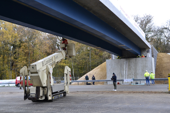 A3 Autobahn Emmerich Elten Verbundbrcke selbstfahrendes Transportgert 26