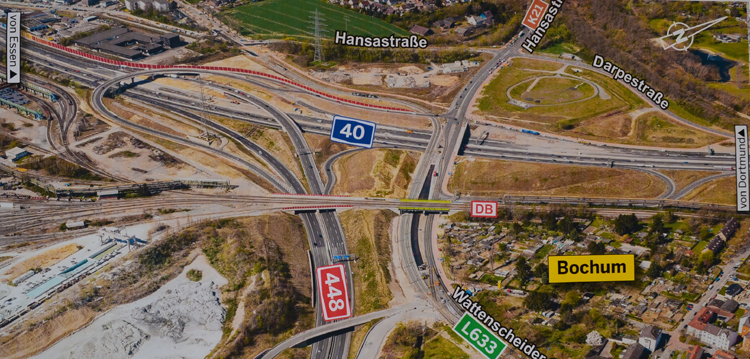 A448 A40 Autobahndreieck Bochum-West Baustelle Luftbild 46