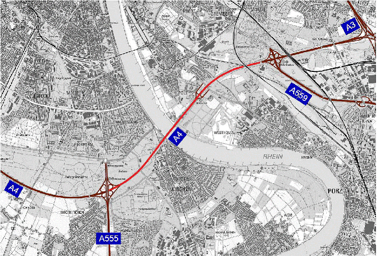 A4plus Bundesautobahn Kölner Süden Rodenkirchen Rheinbrücke Poll Westhoven Marienburg Gremberg Köln Autobahnbau