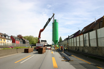 A 40 Autobahn Ruhrschnellweg Essen-Frillendorf-Süd Vollsperrung Bergbauschacht 8