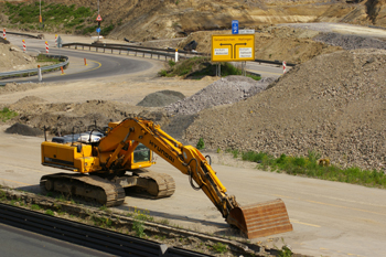 Autobahn A 40 Ruhrschnellweg Bochum Stahlhausen  Bagger 37