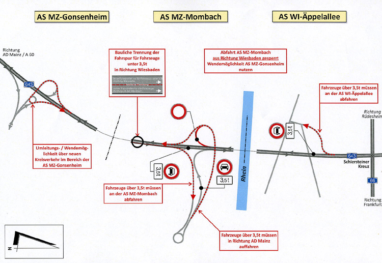 Autobahn Rheinbrücke Mainz-Mombach - Wiebaden-Schierstein Anheben der Brücke 41
