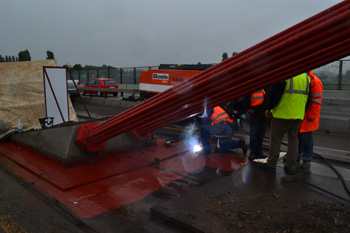 Autobahnbrücke Leverkusen Rheinbrücke Schweißarbeiten Autobahn A1 72