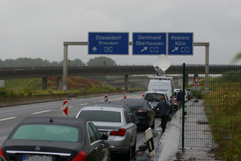 Autobahnbrücke Leverkusen Rheinbrücke Schweißarbeiten Autobahn A59 13