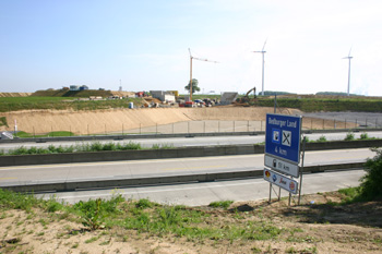 Autobahnkreuz Jackerath A 44 A 61 Braunkohle Tagebau Autobahnbaustelle 17