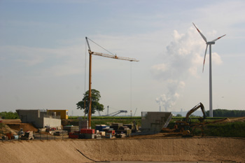 Autobahnkreuz Jackerath A 44 A 61 Braunkohle Tagebau Autobahnbaustelle 19