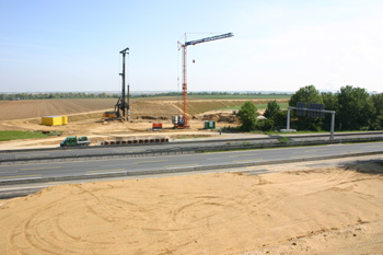 Autobahnkreuz Jackerath A 44 A 61 Braunkohle Tagebau Autobahnbaustelle 48