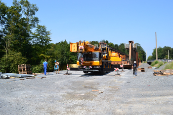 Behelfsbrücke Autobahn Recklinghausen Baustelle Großkran 42