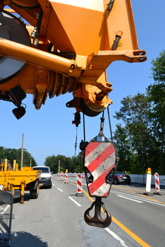 Behelfsbrücke Autobahn Recklinghausen Baustelle Schwerlastkranwagen 90