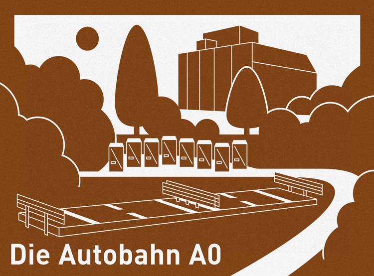 Die Autobahn A 0 Touristische Hinweistafel