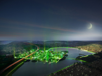 Niederlande Almere Floriade 2022 A6 Autosnelweg Autobaan NACHTBEELD