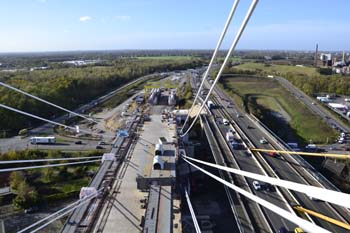 Rheinbrücke Neuenkamp Duisburg Autobahnbrücke Neubau Litzenbündelseile A40 längste Schrägselbrücke 51