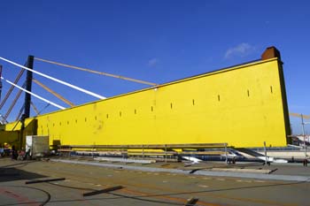 Rheinbrücke Neuenkamp Duisburg Autobahnbrücke Neubau Ruhrschnellweg A40 längste Schrägselbrücke 26