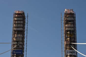 Rheinbrücke Neuenkamp Duisburg Autobahnbrücke Neubau Ruhrschnellweg A40 längste Schrägselbrücke Pylone 14
