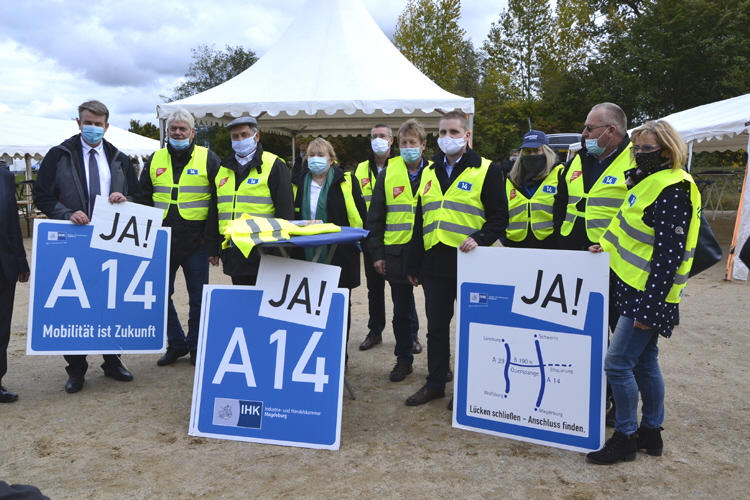 A 14 Autobahnneubau Elbebrücke Seehausen Wittenberge Spatenstich 05